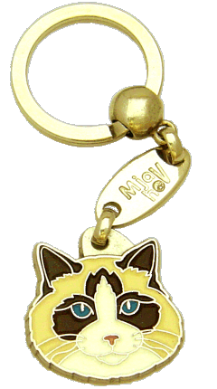 Ragdolska mačka krem tricolor <br> (obesek za ključe, Gravura vključena v ceno)